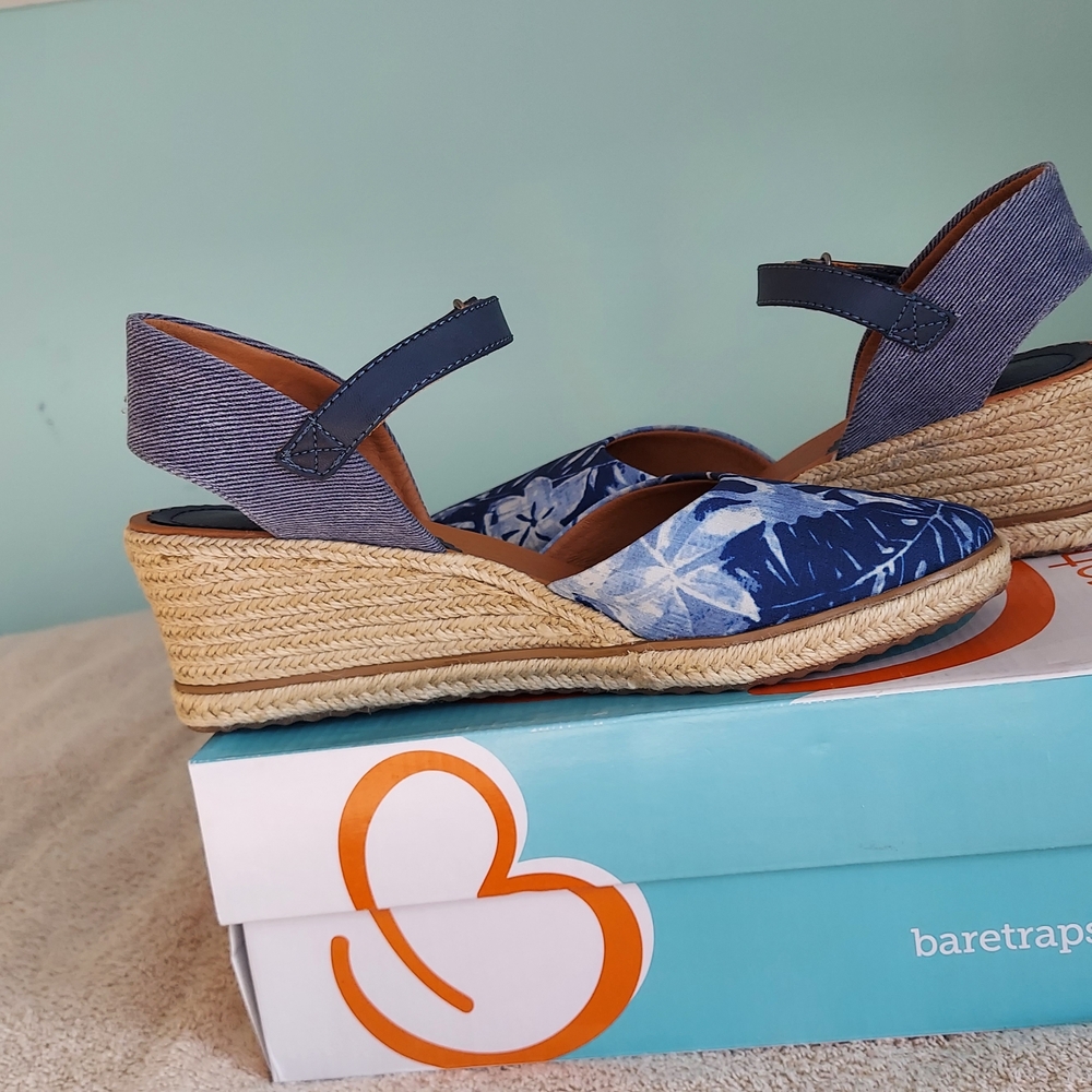 Baretraps Ocean In Hawaii Women's Size 9 Blue Wedge Espadrille Shoes - Picture 4 of 15